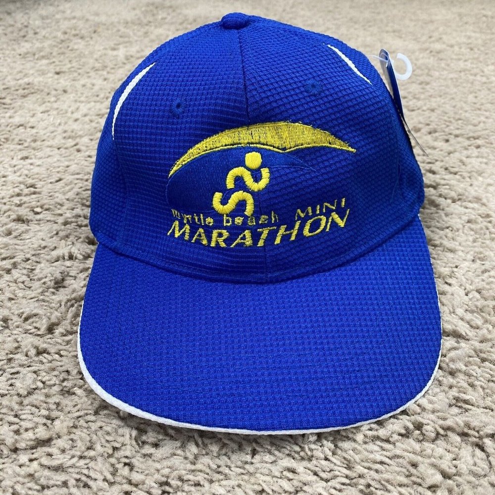 Myrtle Beach Mini Marathon Hat KC Caps Headshots Cool &‎ Dry Blue Adjustable NWT